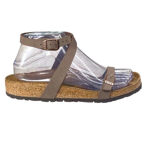 Birkenstock Unisex Yara Tan Leather Ankle Strap Sandsl Size 37 M 4 W 6 - Picture 1 of 10